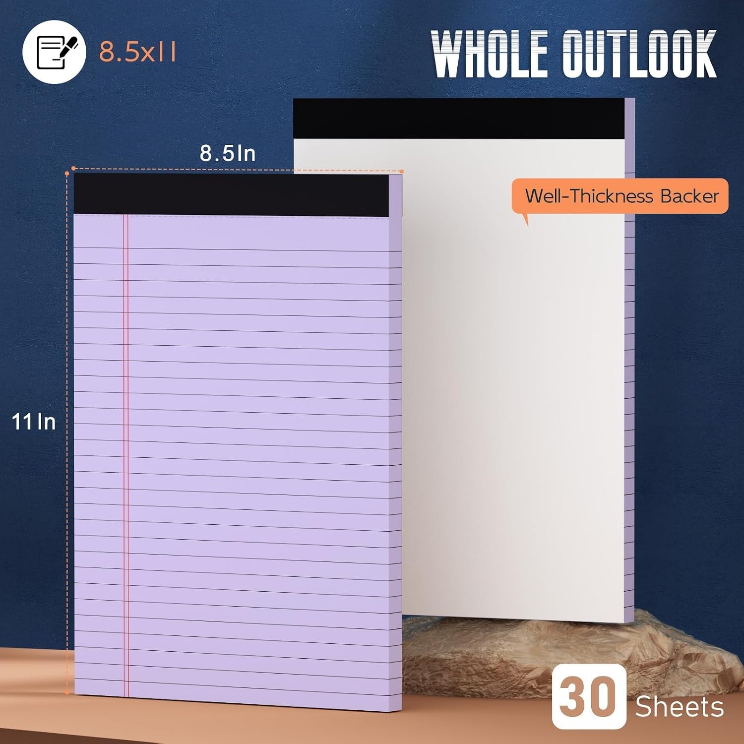 Purple Legal Pad 8.5 x 11 Wide Ruled Note Pads, 3 Pack Notepads 8.5 x 11 Line…