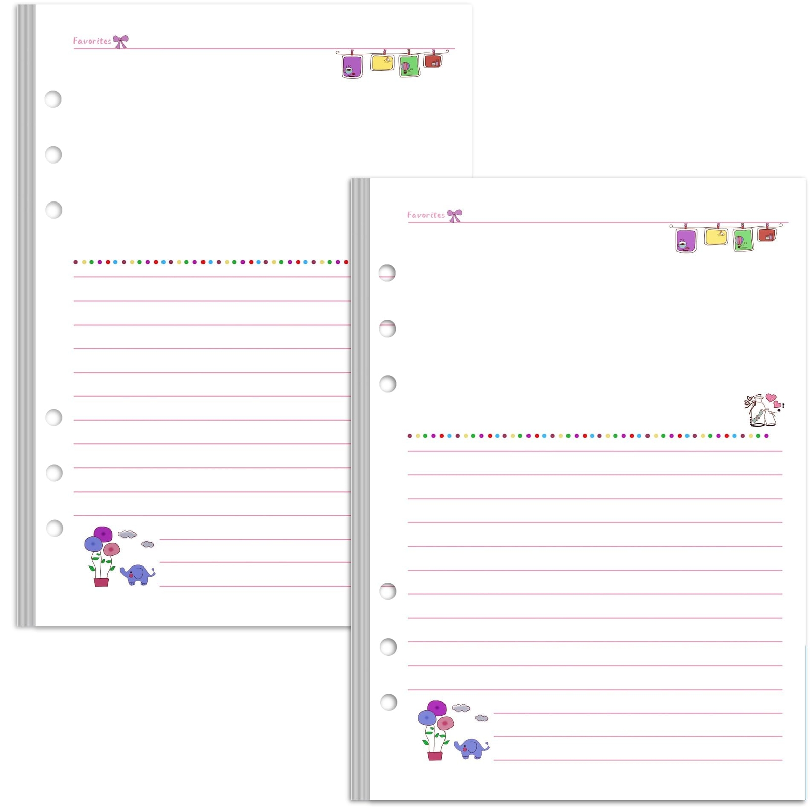 A5 Refill Line Paper Colorful 6-Rings Binder Papers Refill Filofax Notebook I…