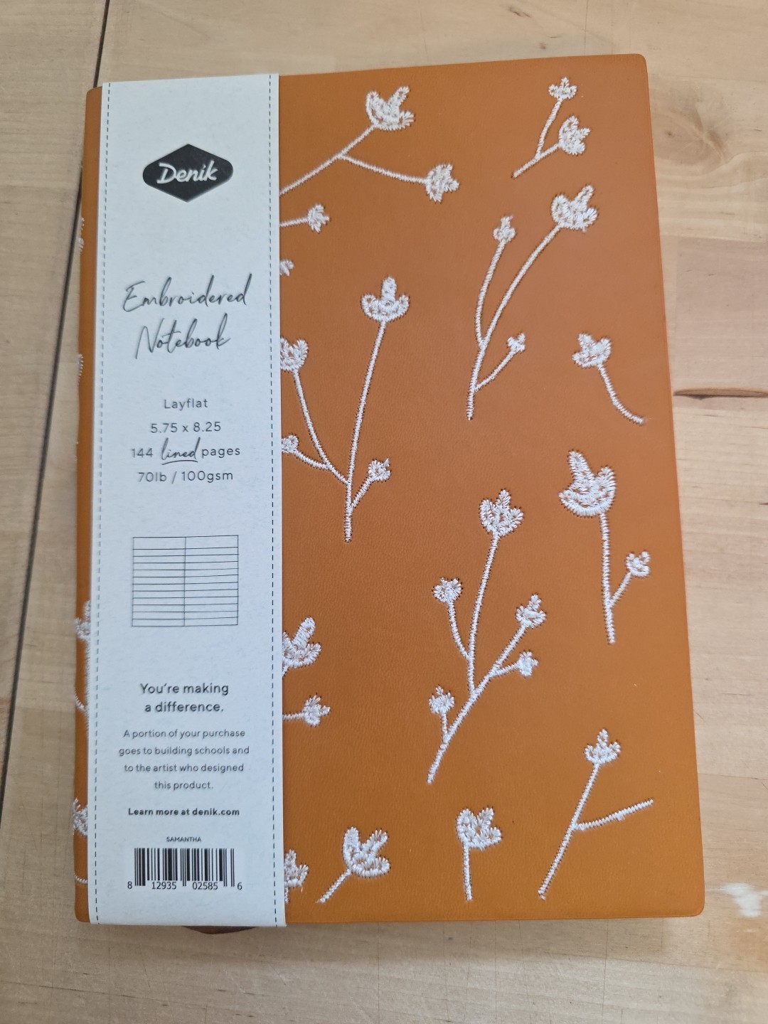 Denik Notebook Journal Embroidered Cover Ribbon Marker Lined 144 Pages Layflat