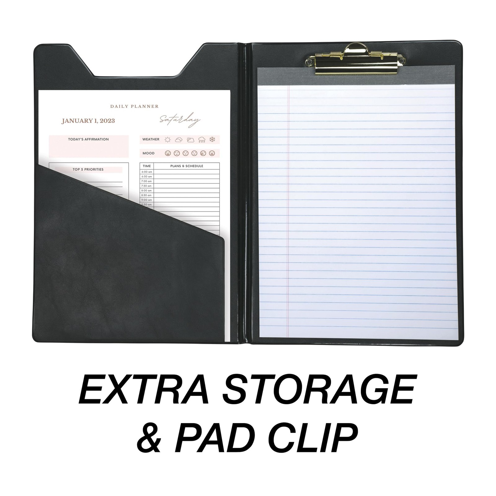 Faux Leather Portfolio Padfolio With Clipboard Notepad For Business Professio…