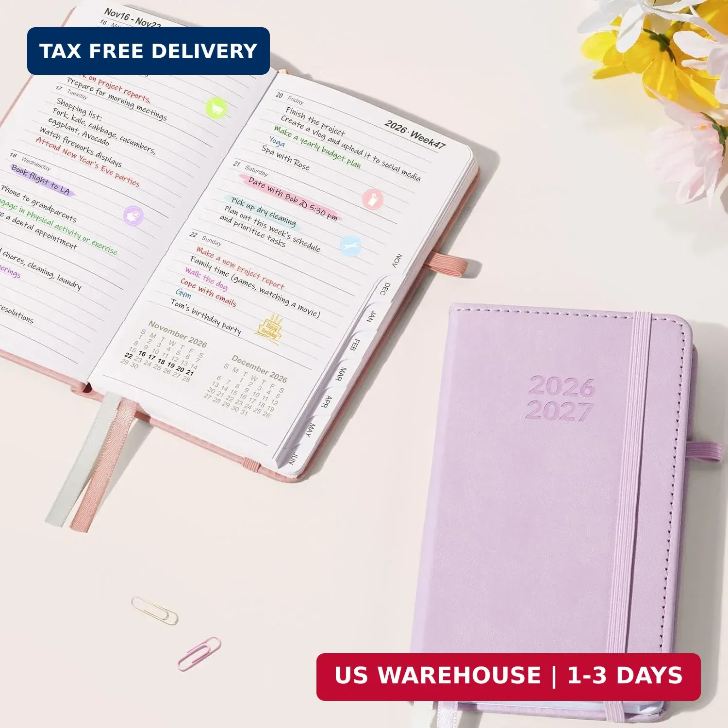 Forvencer Pocket Planner 2026-2027, Weekly Monthly Planners for Purse, 3.5″ x 6″