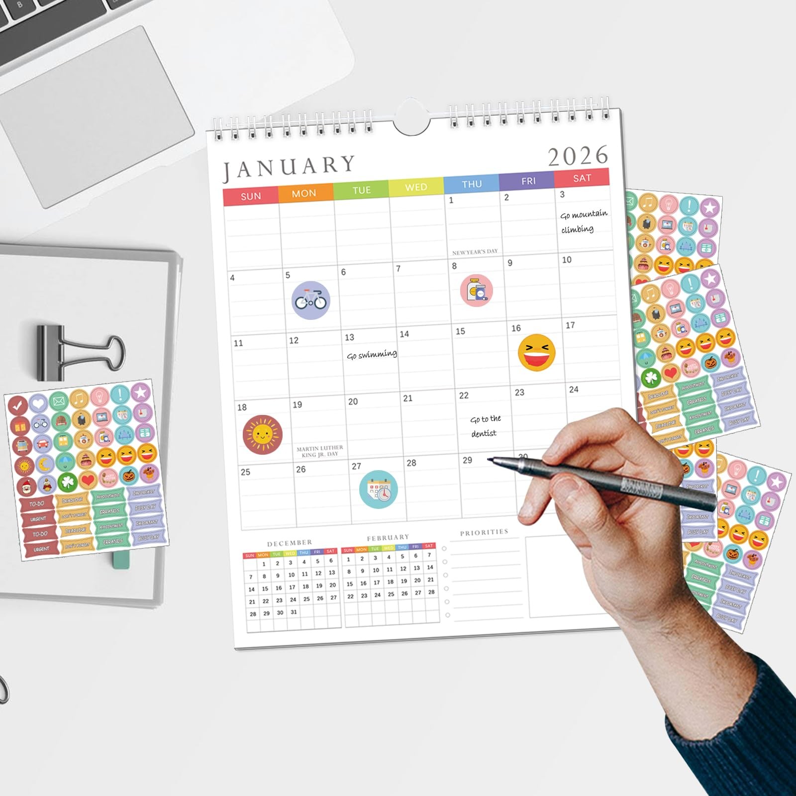 2026 Wall Calendar, 24 Monthly JAN 2026 – DEC 2027, white