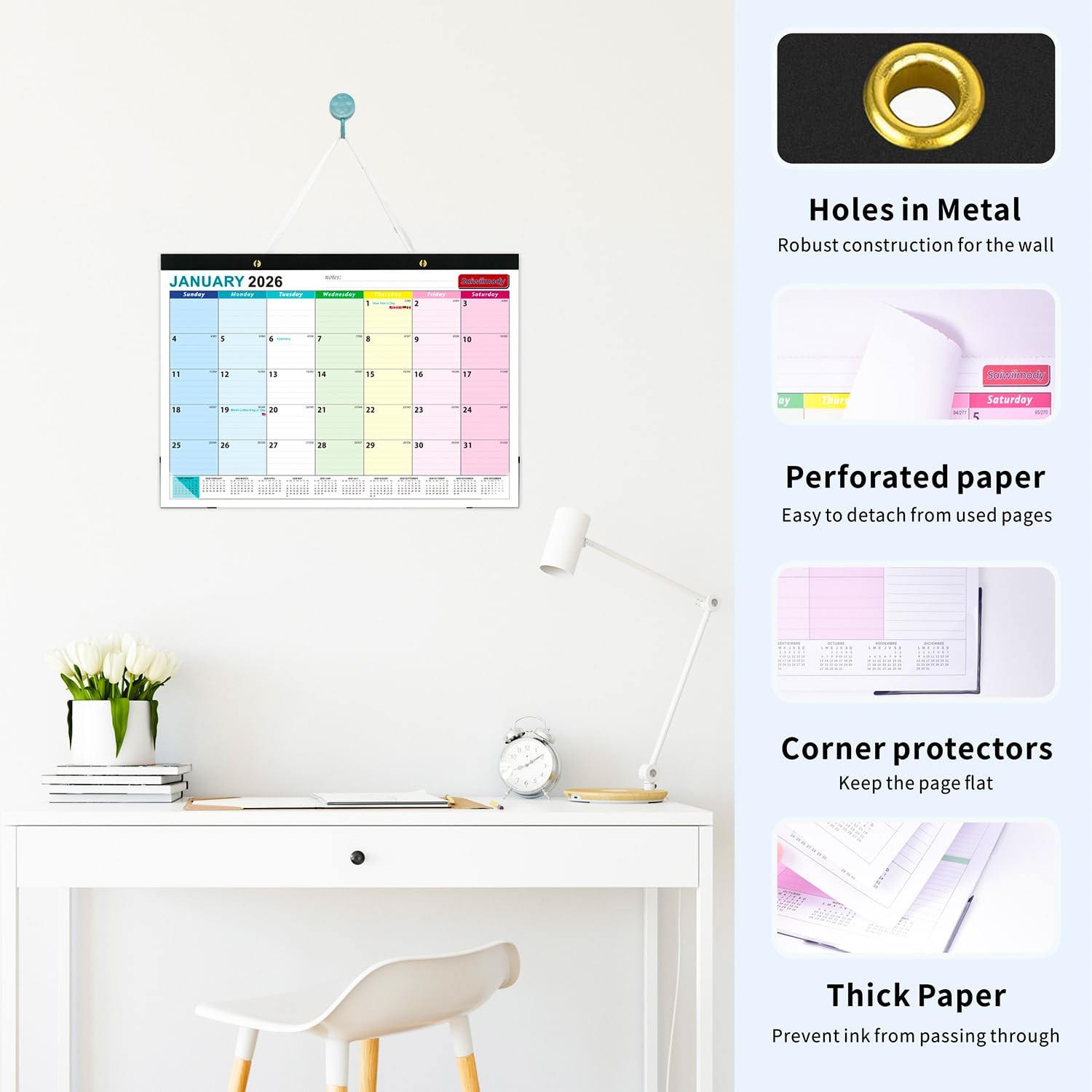 Desk Calendar 2026 with Stickers 18 Months Jan. 2026-Jun. 2027, Colorful