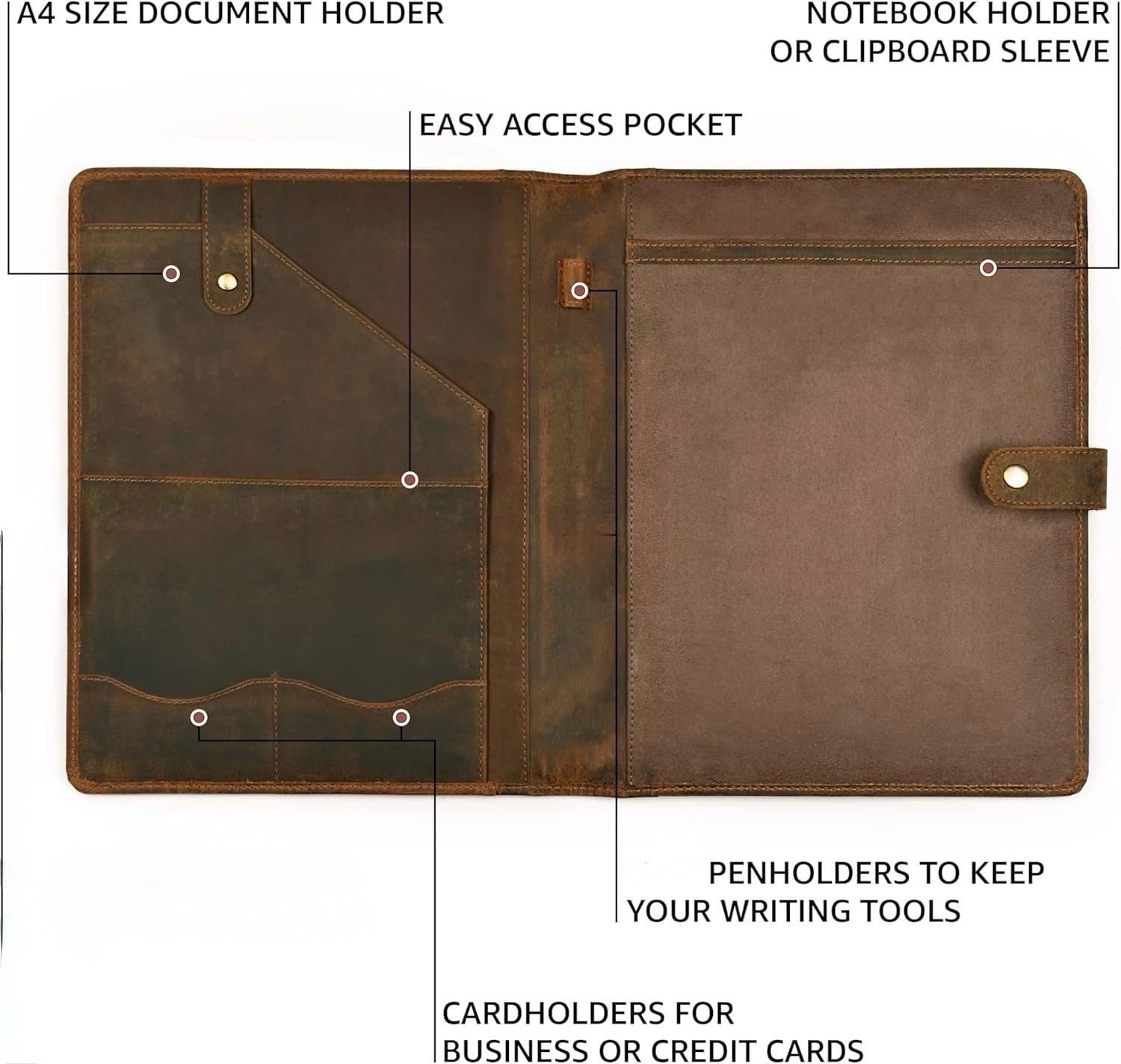 Leather Portfolio Professional Organizer Padfolio – Resume Folder with Luxury…