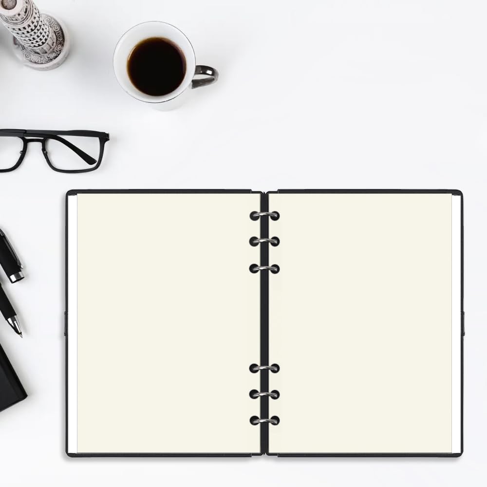 A5 Cream Blank Refills Paper, 6 Hole Paper for 100 Sheets,