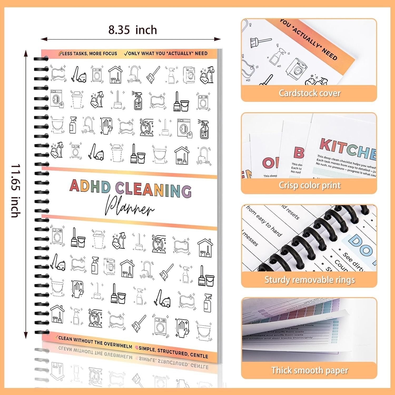 ADHD Cleaning Planner Daily Weekly Monthly Checklist Dry Erase Binder