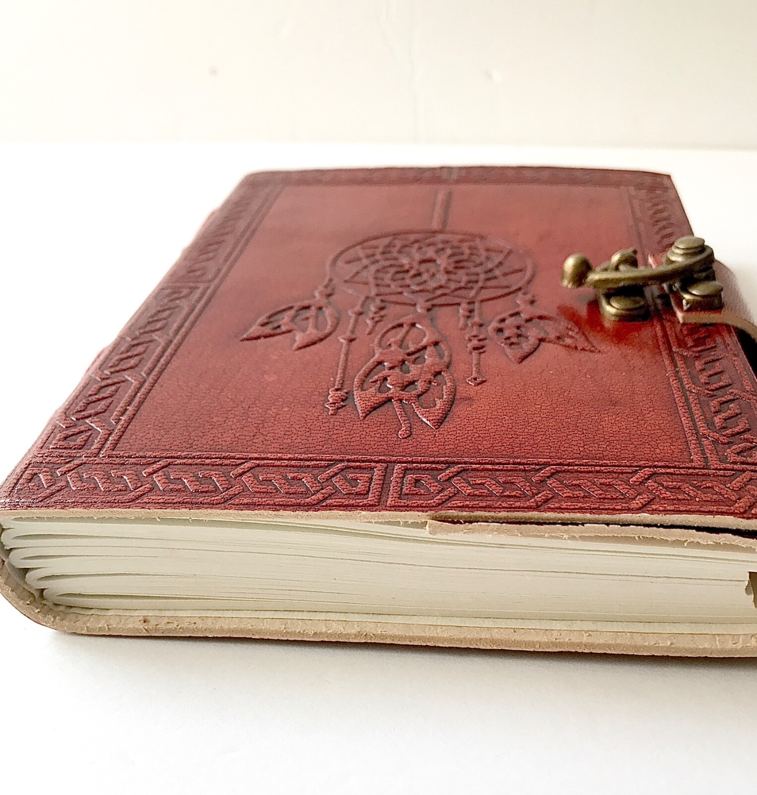 Genuine leather Journal Diary Dream catcher 100% cotton Tree Free recycled paper