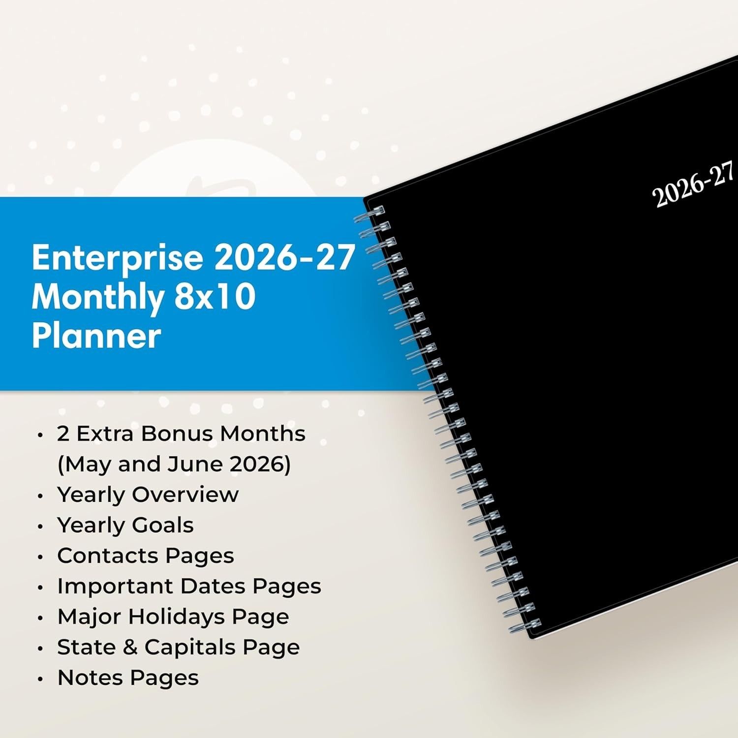 Effortless Planning: 2026-2027 8″ x 10″ Monthly Calendar with Flexible Cover