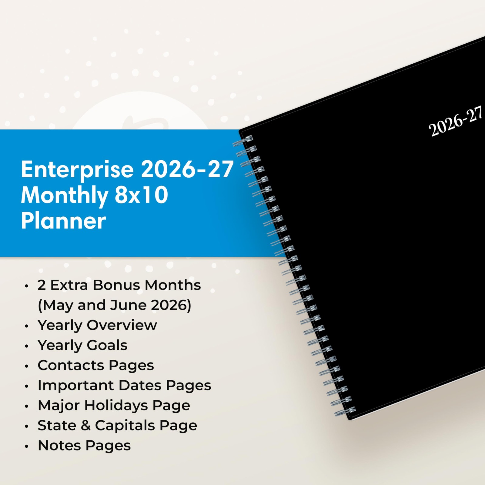 Blue Sky 2026-2027 Monthly Academic Year 8″ x 10″, Enterprise- 2026/2027