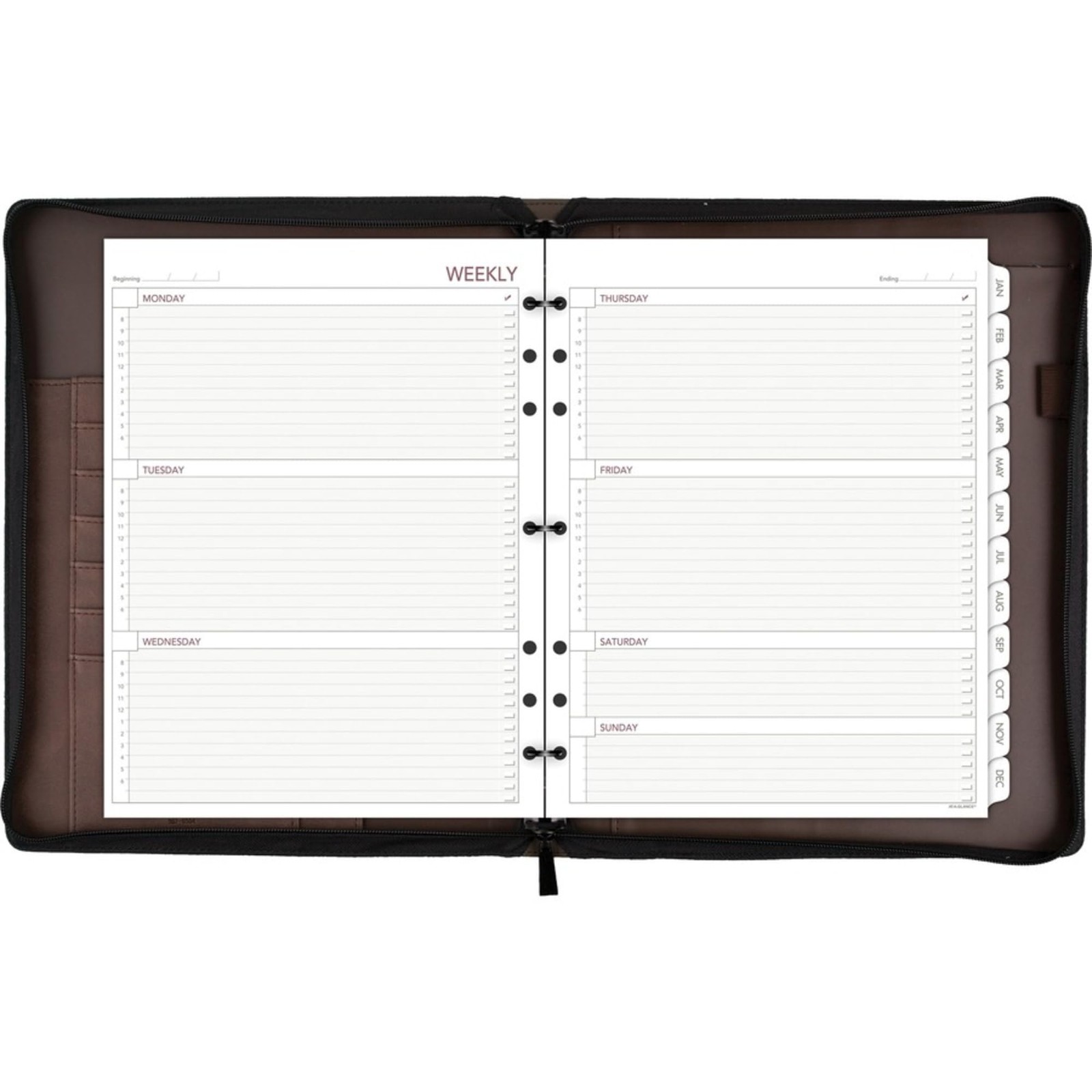 AT-A-GLANCE Day Runner Undated Harrison Leather Day Planner, 8-1/2-x-11-inch …