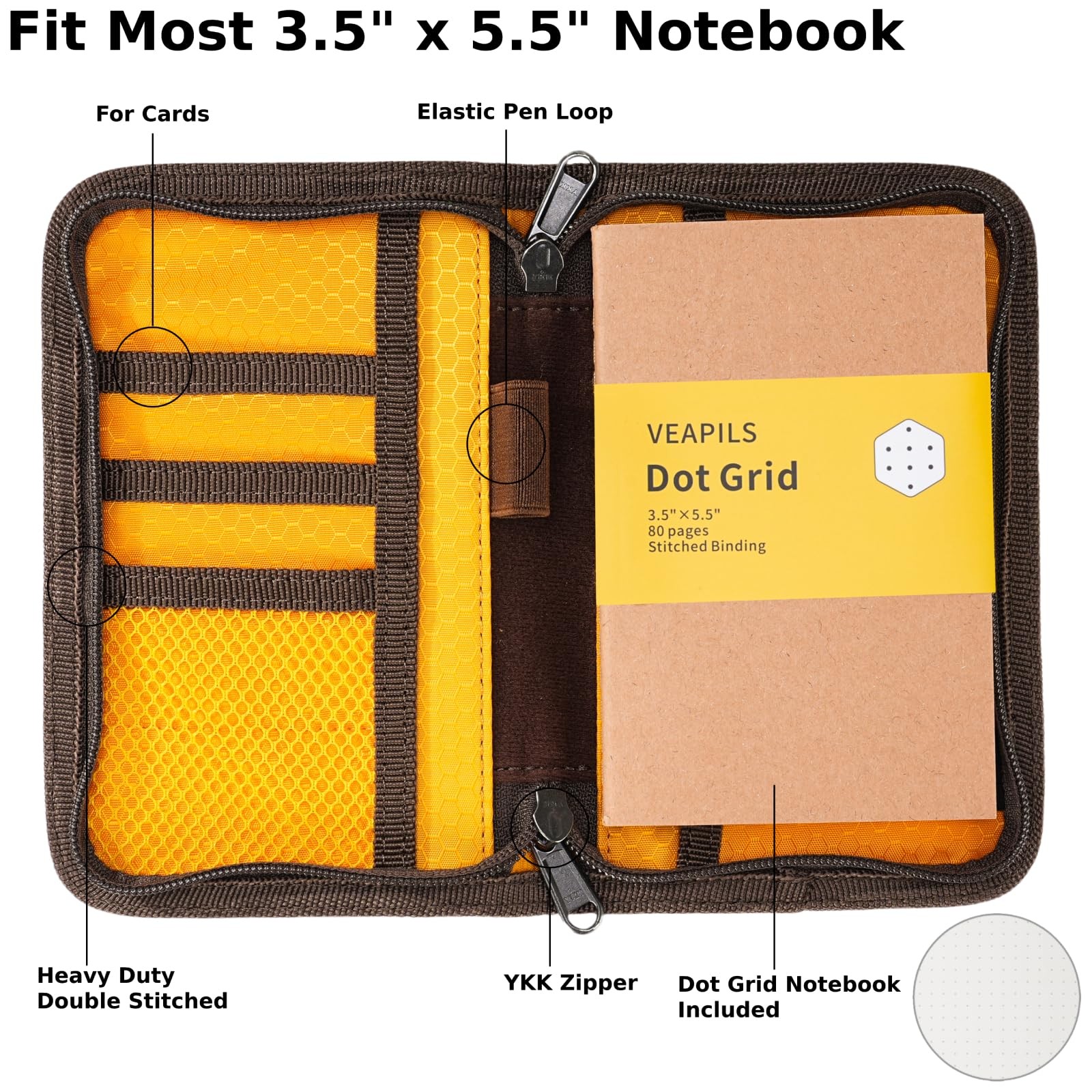 Pocket Journal Cover with Field Book, Waterproof Pocket Notebook Cover with
