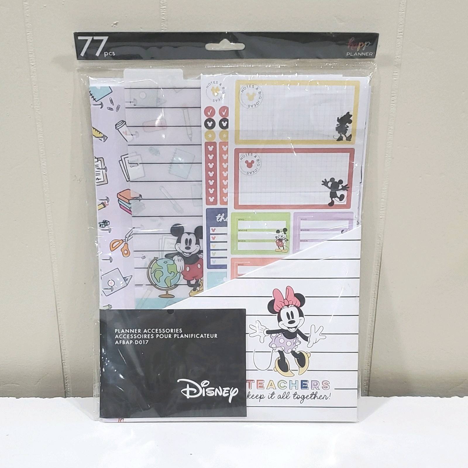 Disney Happy Planner Accessories Teacher Mickey Minnie 77pc AFBAP-D017 New