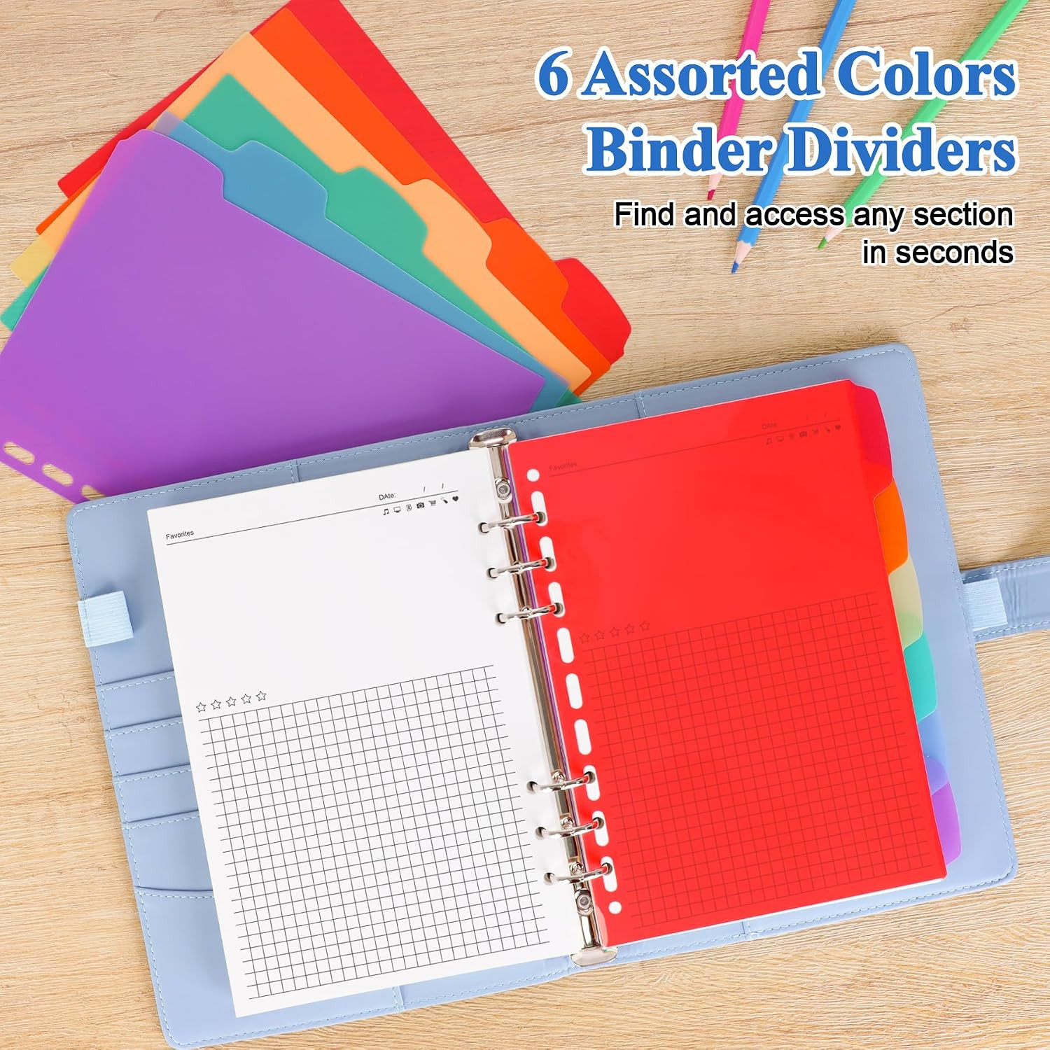 A5 Refill Paper Planner Inserts for A5 6-Ring Binder, 135 Sheets 6-Hole Note Rec