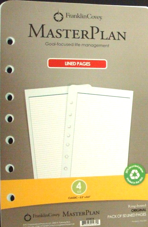 4 Sealed Franklin Covey Master Plan Classic Lined 5.5”X8.5” + Open 35 Page Pack