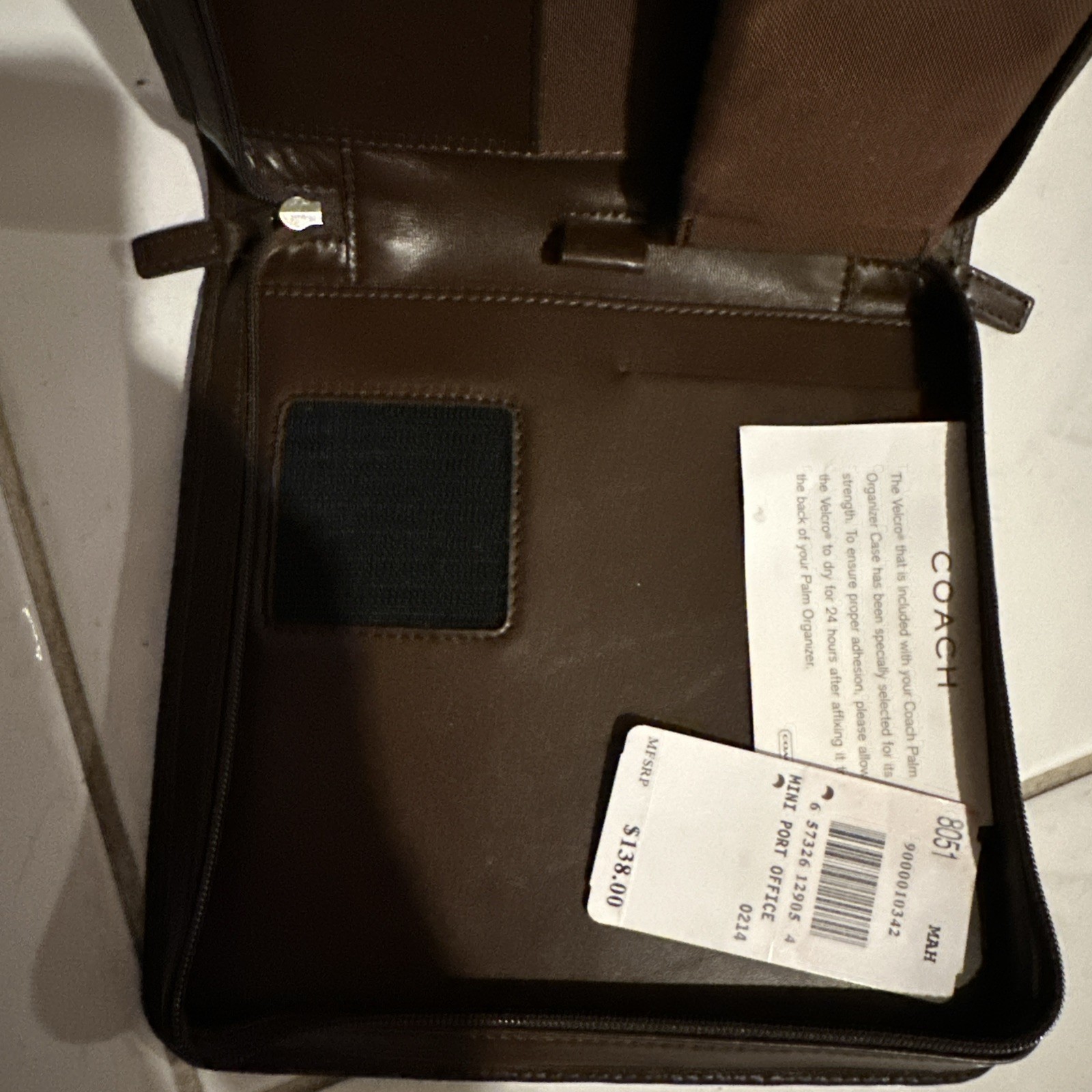 Vintage COACH brown Leather Mini Portable Office / Zip Padfolio