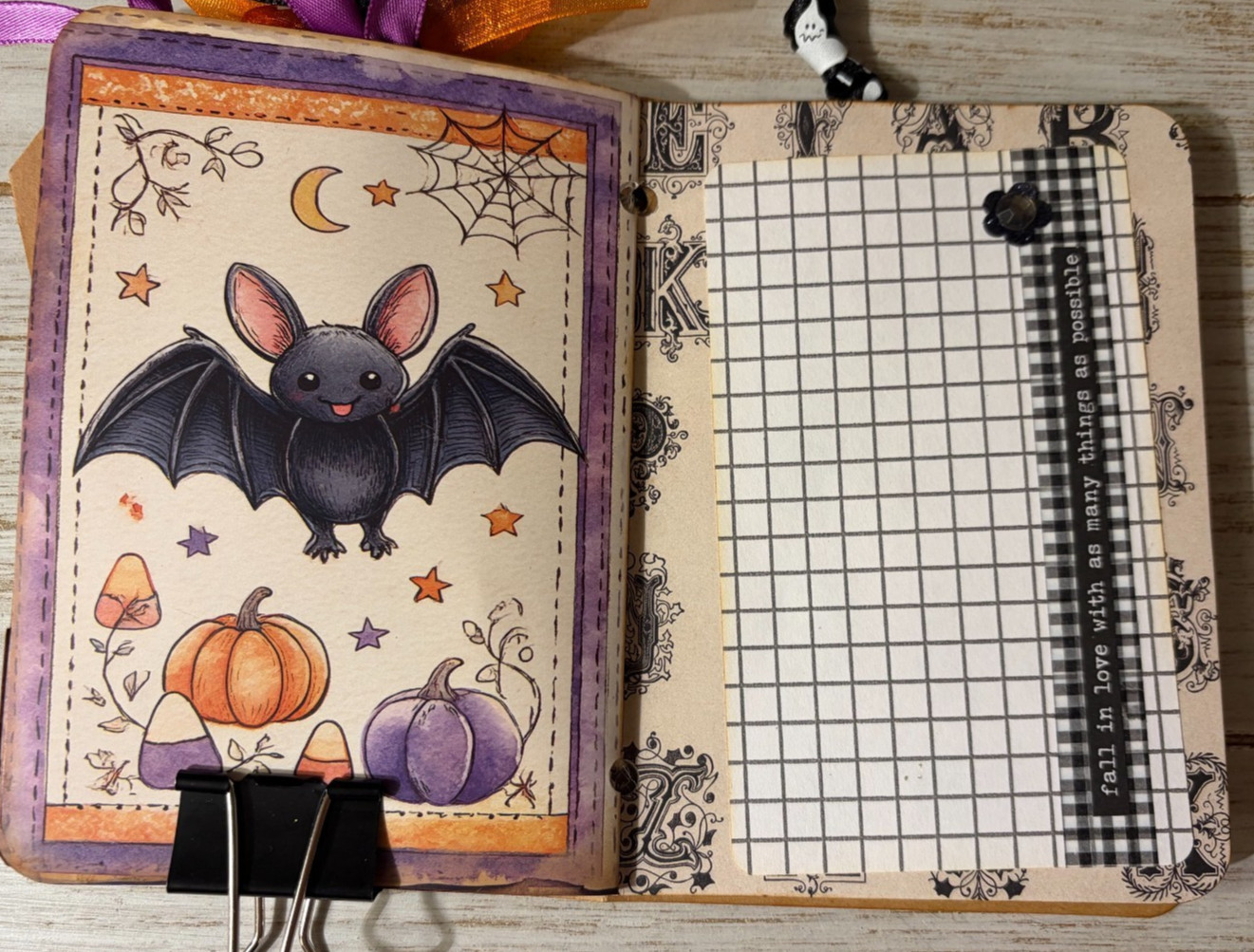 Junk Journal Handmade Booklet Book Vintage “Cute Halloween” Pockets, Ephemera