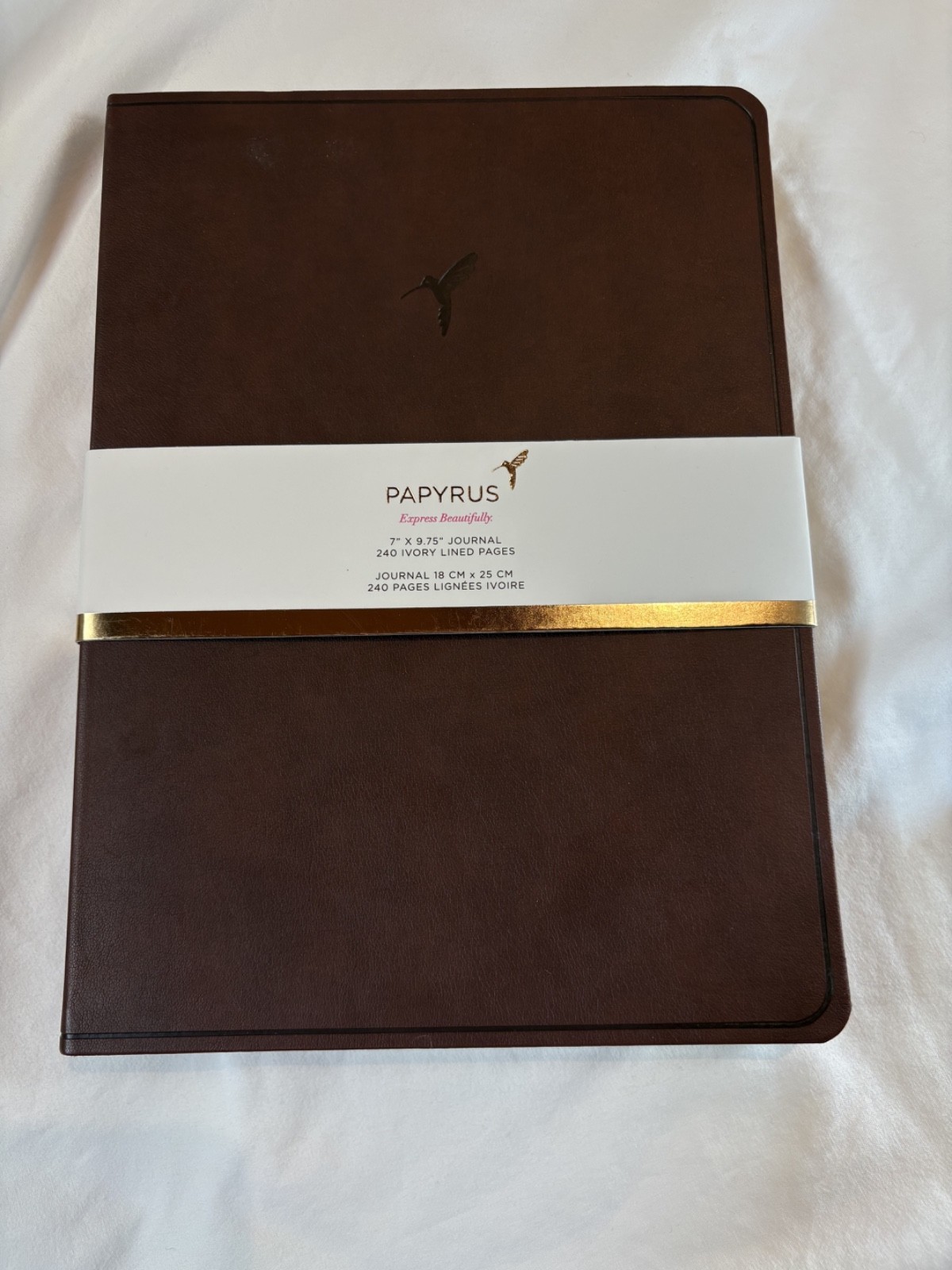 PAPYRUS Brown Ruled Gilded Notebook Journal 240 Pages Ivory Lined 7 x 9.75 GIFT