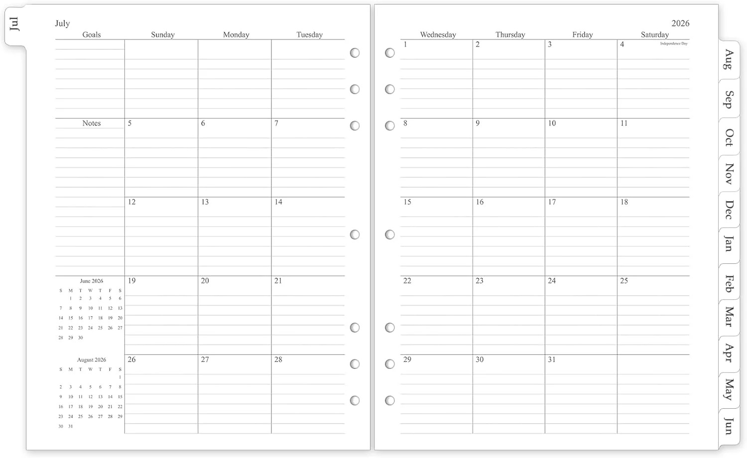2026-2027 Monthly Planner Refill, A4 Letter Size Planner Inserts for 3 Ring, 8.5