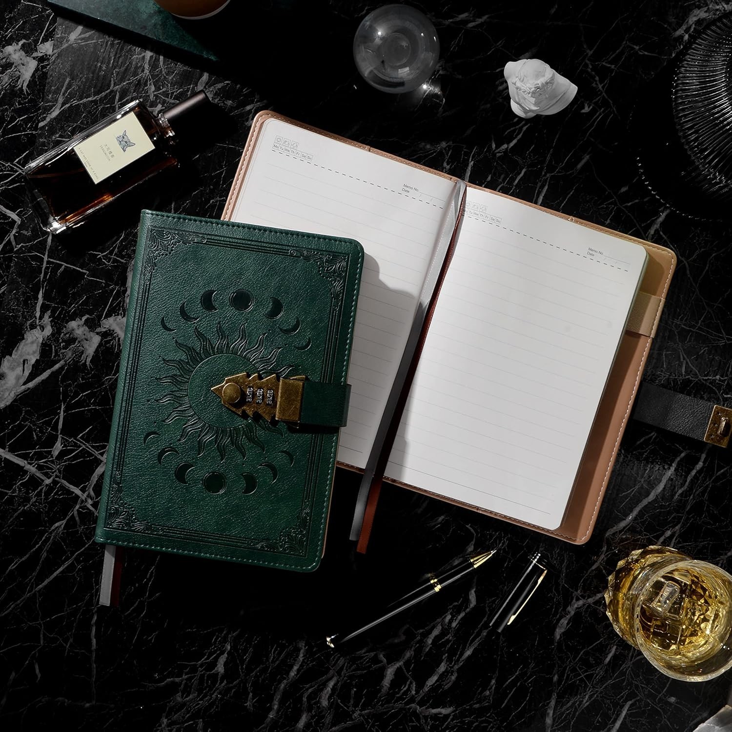 Lock Journal with Pen, A5 240 Pages Diary with Lock, Brown Edge, Refillable, …