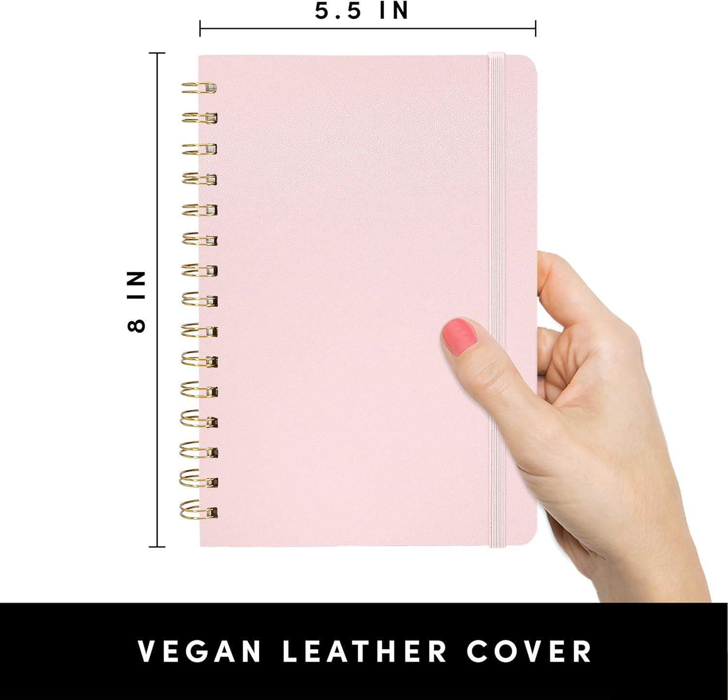Graph Paper Spiral Notebook & Journal, (Blush), 160 Pages, Medium 5.5 inches x 8