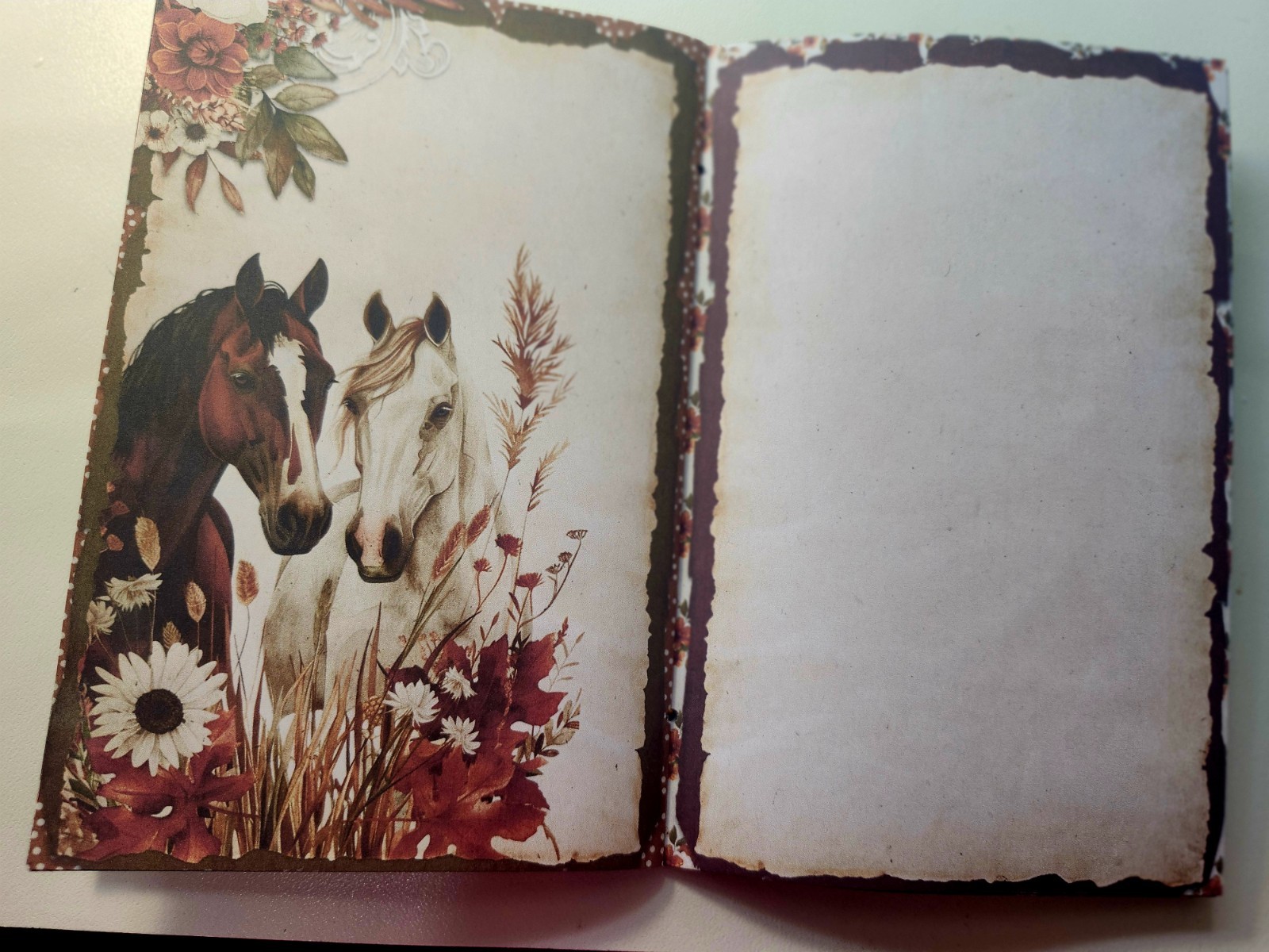 Junk Journal Booklet “FARMHOUSE FALL” Handmade Lg 8.5″x5.5″ 40pgs Autumn
