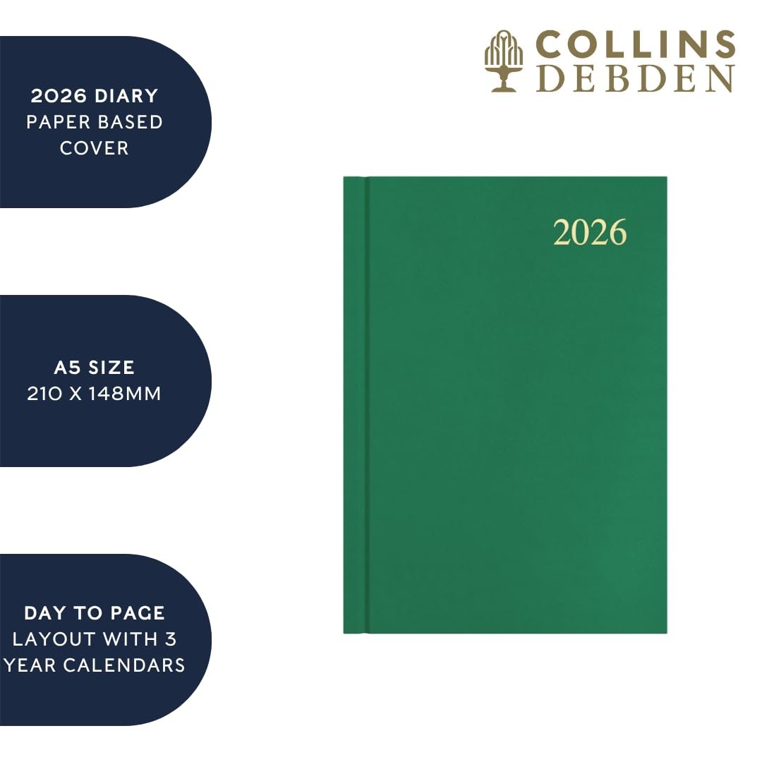 Collins – Essential – 2026 12 Month Calendar Year Planner, A5, Maroon