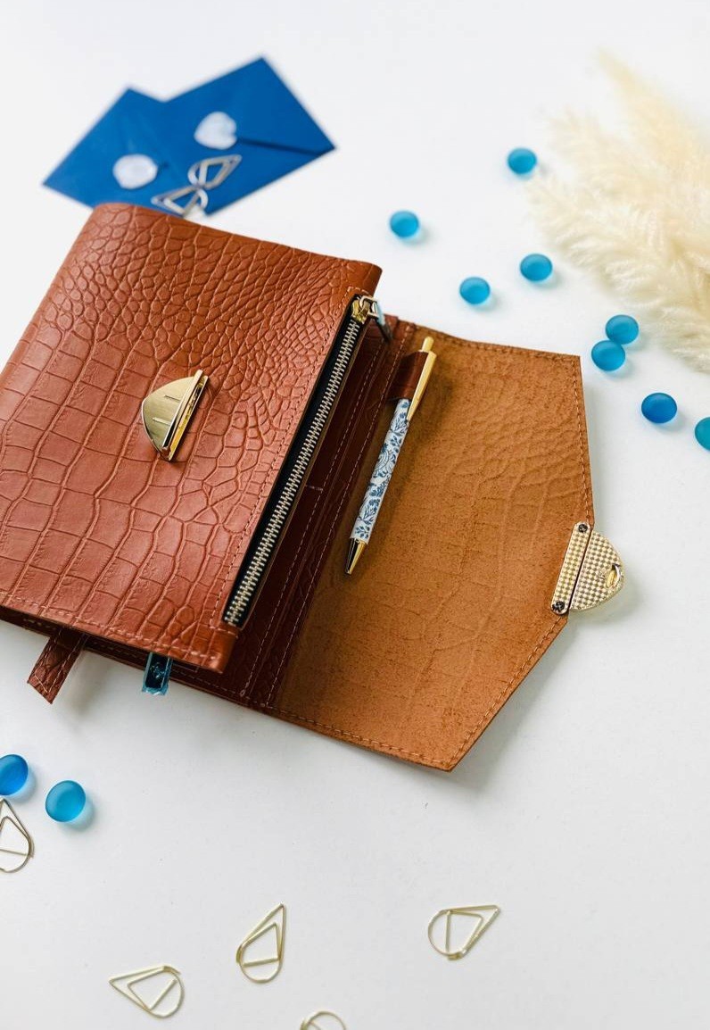 Brown Leather planner A5 big binder 6 rings, handmade Organizer gift