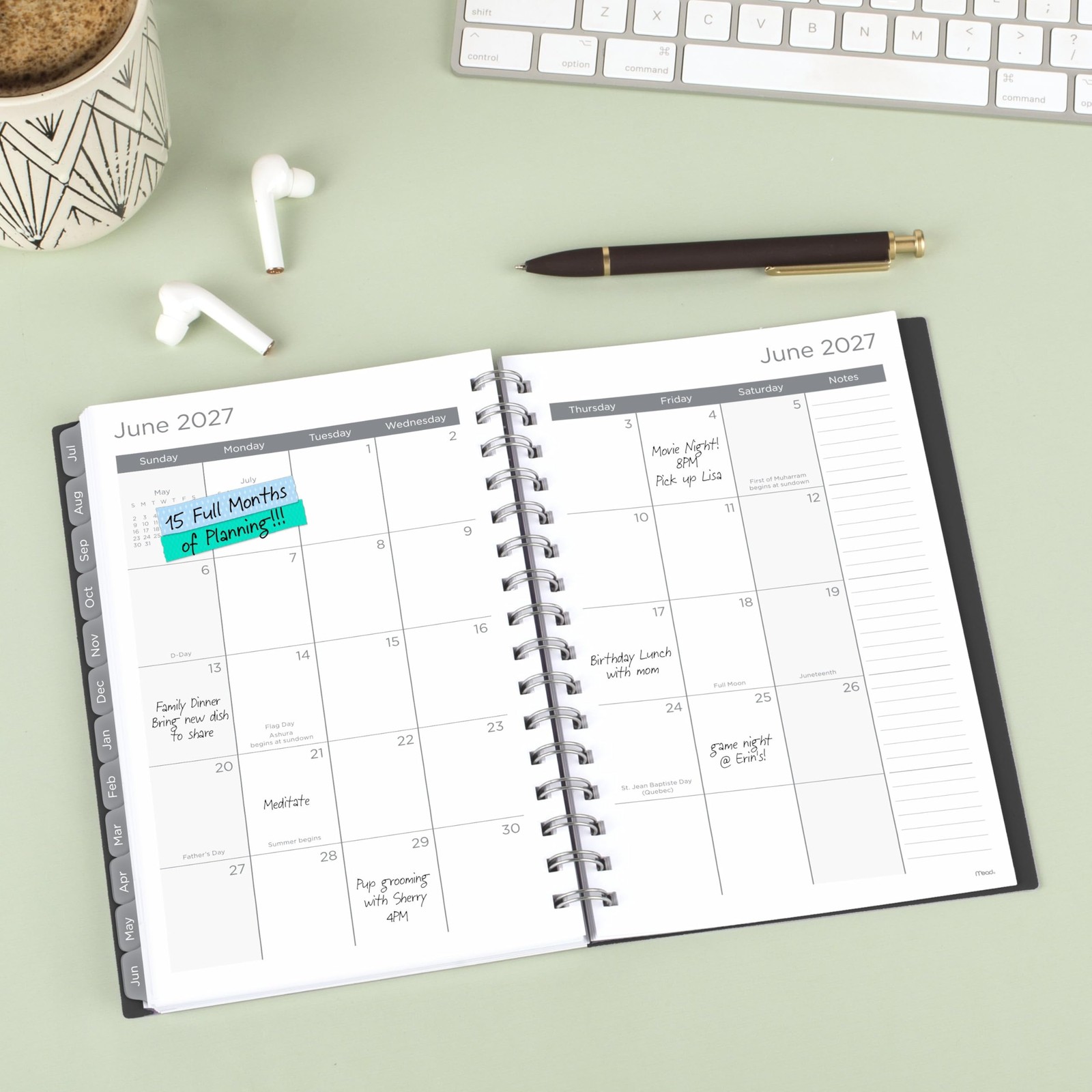 Mead Planner 2026-2027 Weekly & Monthly Academic 5.5″W x 8.5″H, Black