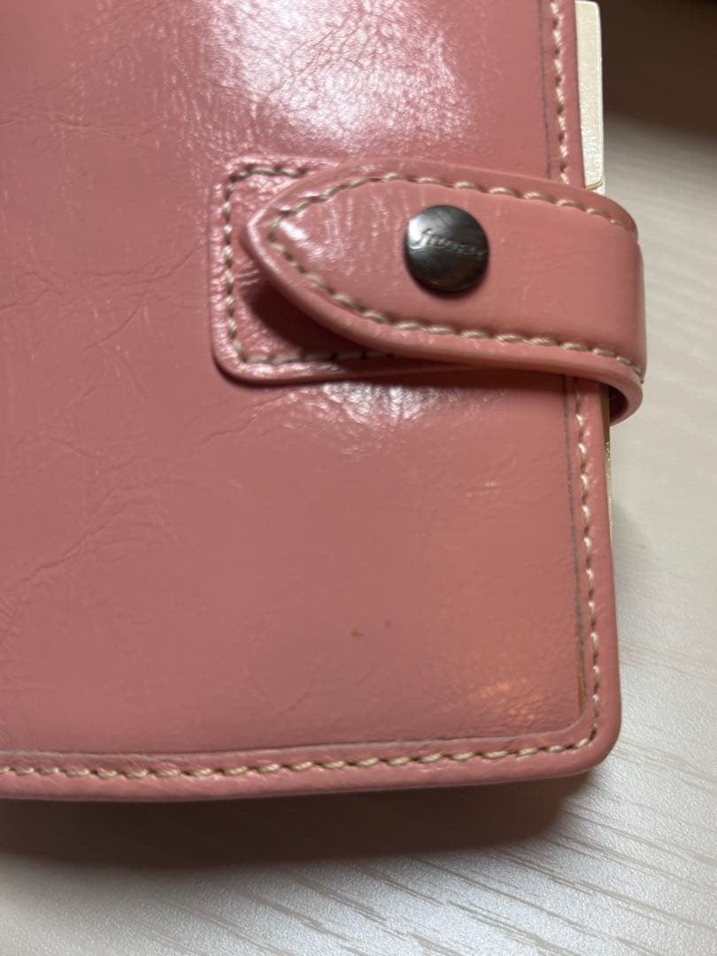 Filofax Malden Mini 5 Hole Pocket Rose Leather Cover Used W/ Box From Japan