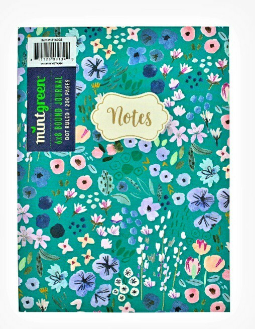 Compact Dotted Bullet Journal Book floral print 200 pages 6″ x 8″ silky cover
