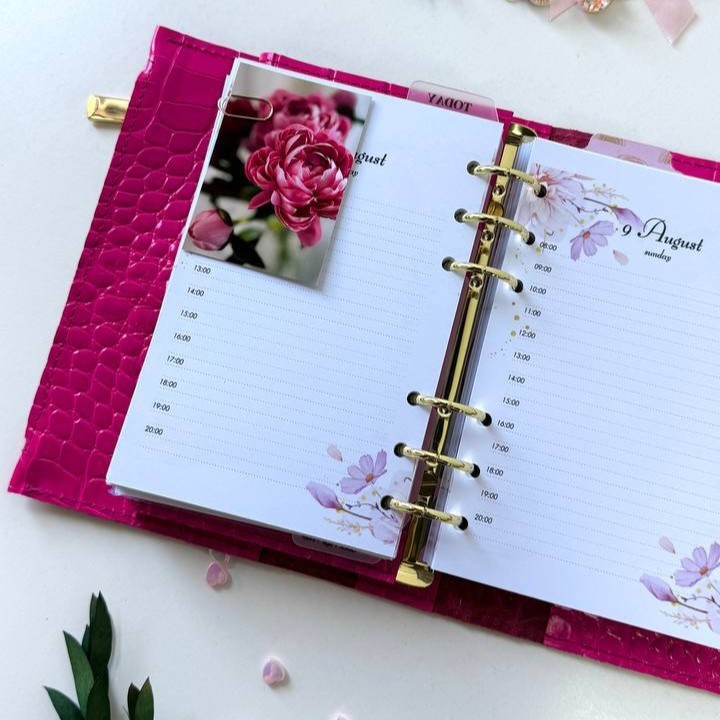 Luxury A6 Fuchsia Croc Genuine Italian Leather Planner – Pink Dated Organizer