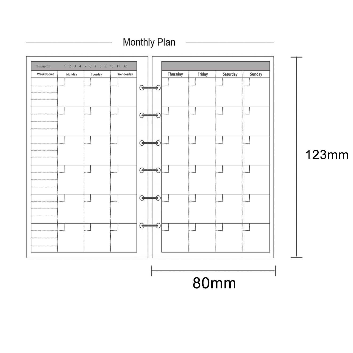 A7 Planner Refills, 3 Pack 135 Sheets/270 Pages A7, Monthly