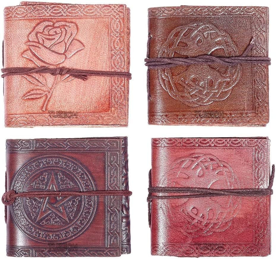 Handmade Leather Bound Book of Shadows Mini Notebook Blank Unlined Small Pocket