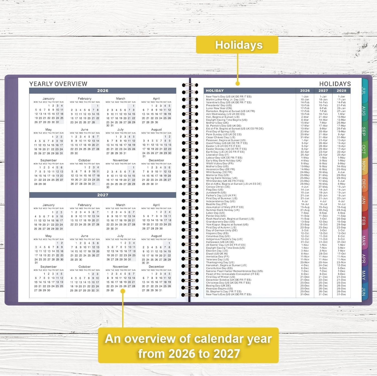Classic Wirebound Appointment Book 2026-2027 – 15-Minute Planner with Tabs