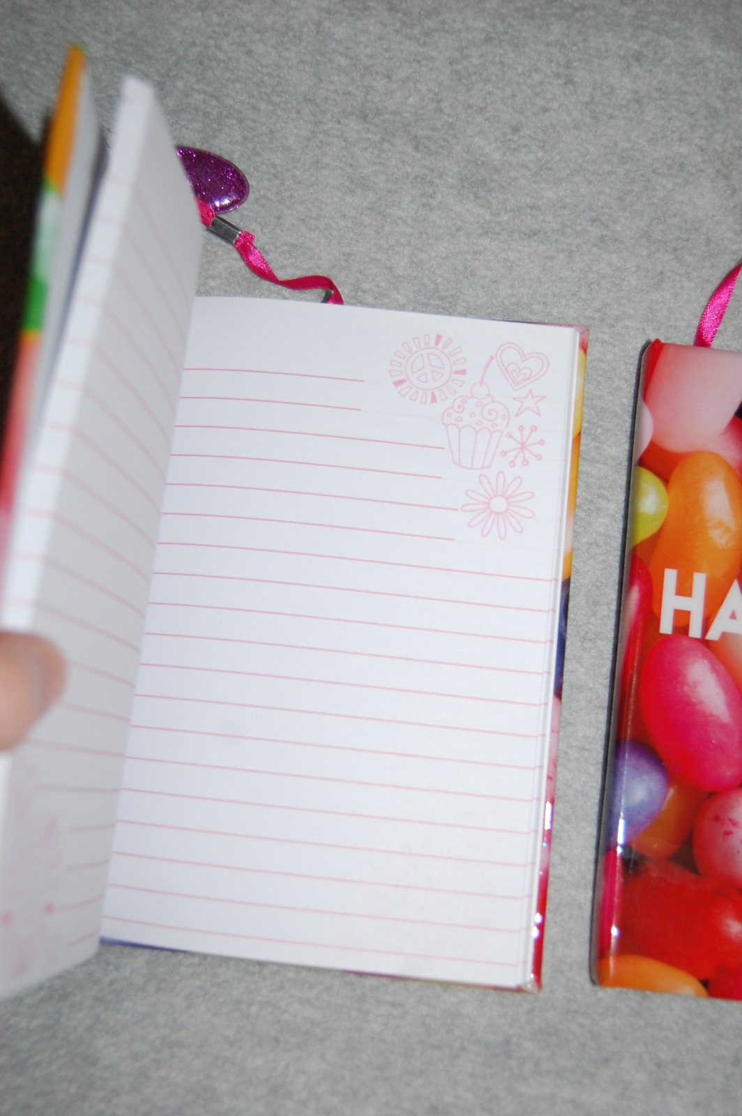 Blank Journal Diary TWO LOT Ribbon Bookmark 5.75×8″ JELLY BEANS Happiness Is…