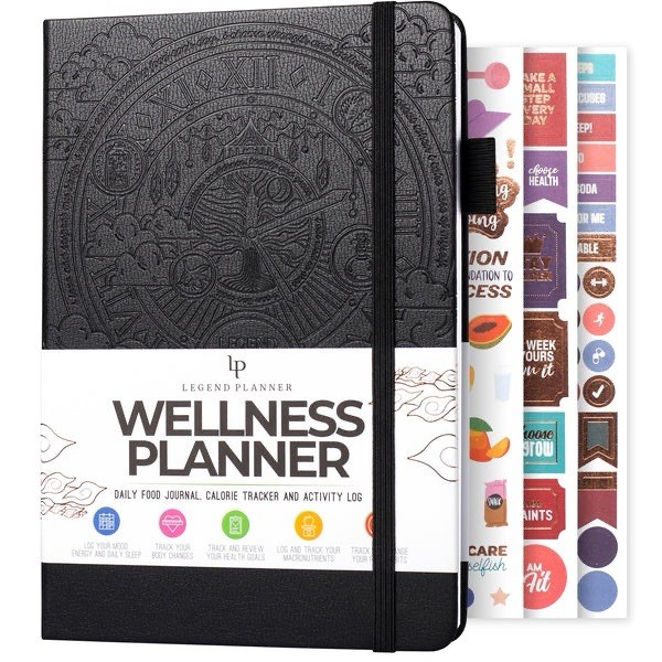 Legend Wellness Planner Journal Daily Food, Calorie,Activity Tracker W/ Stickers