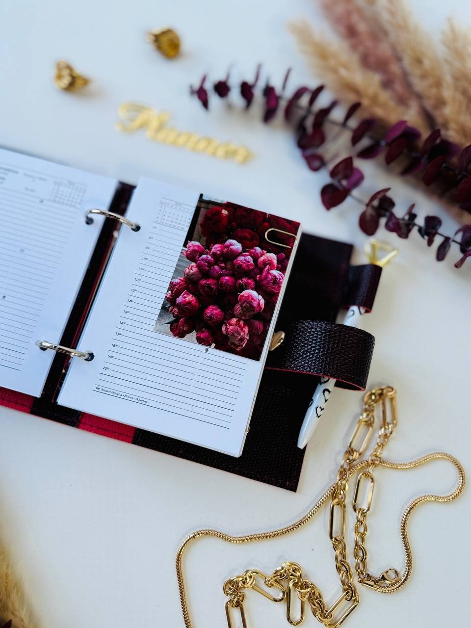 Burgundy handcrafted leather gift. Burgundy handmade planner wallet organizer.