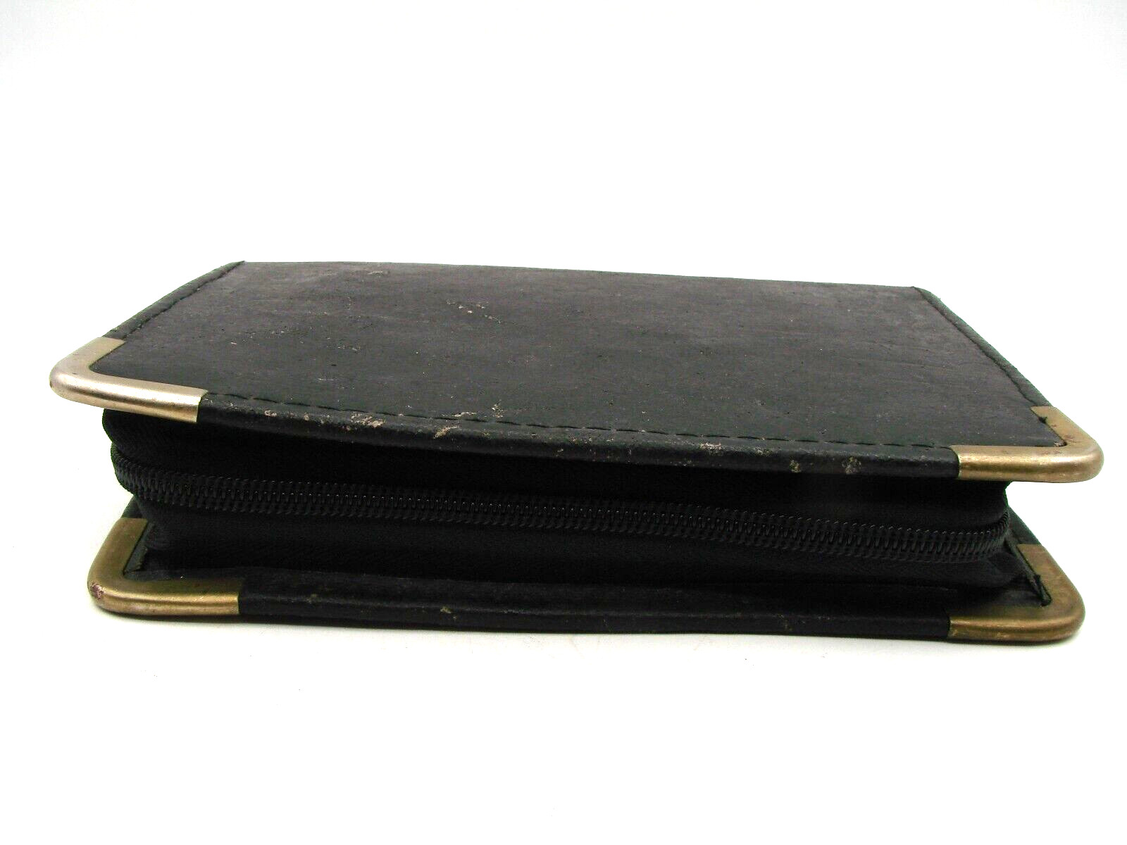 Vintage 1980s Full Zip Planner Organizer with Notepad Insert Gold Bumper Corners