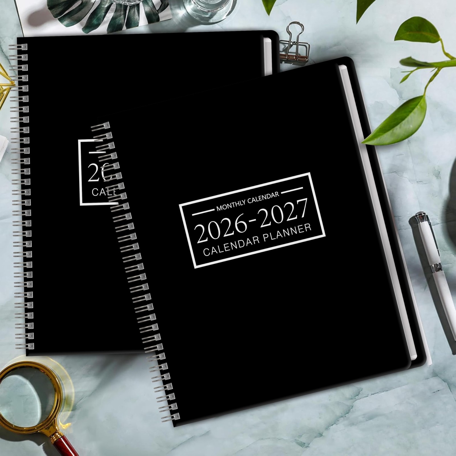 Monthly Planner 2026-2027, 2 year calendar A4( Jan 2026-Dec 2027 ), Black