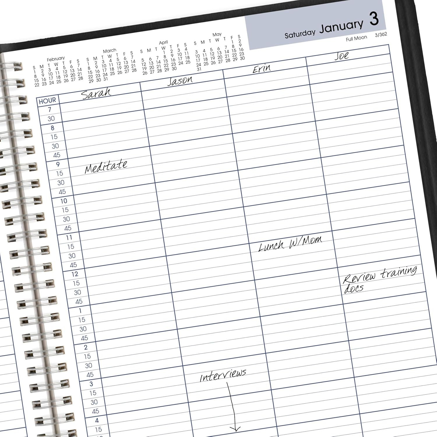 2026 Appointment Book Planner, Daily, Four Person Group Planner, 8″ X 11″, Large