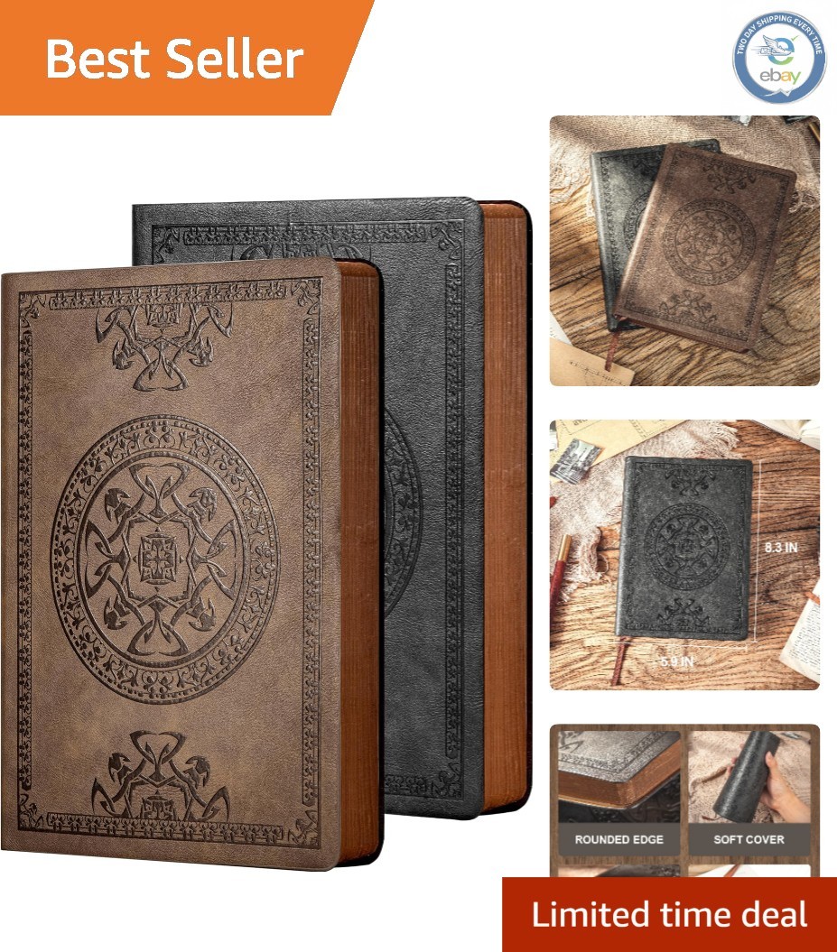 Luxury Vintage Leather Journal 2 Pack – Soft Cover Travel Diary, 5.7″ x 8.3″