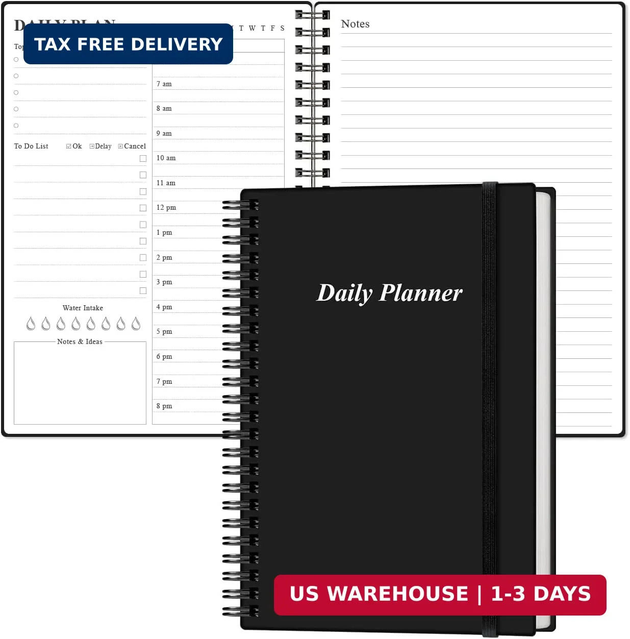 Daily Planner Undated – A5 To Do List Notebook Hourly Schedules, Spiral Appointm