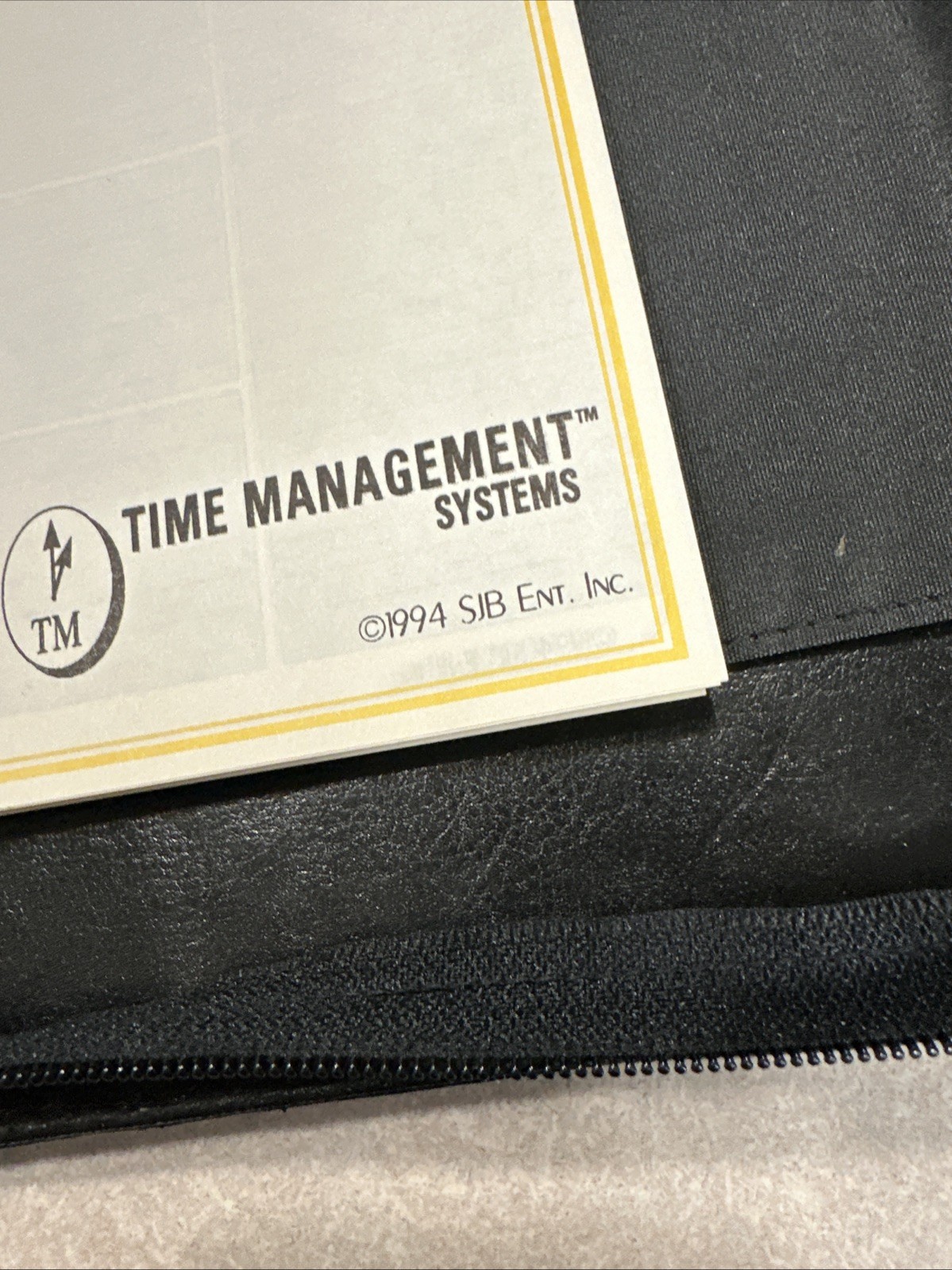 Vintage 1994 90s Black LEATHER 3 RING BINDER/NOTE BOOK Organizer Briefcase
