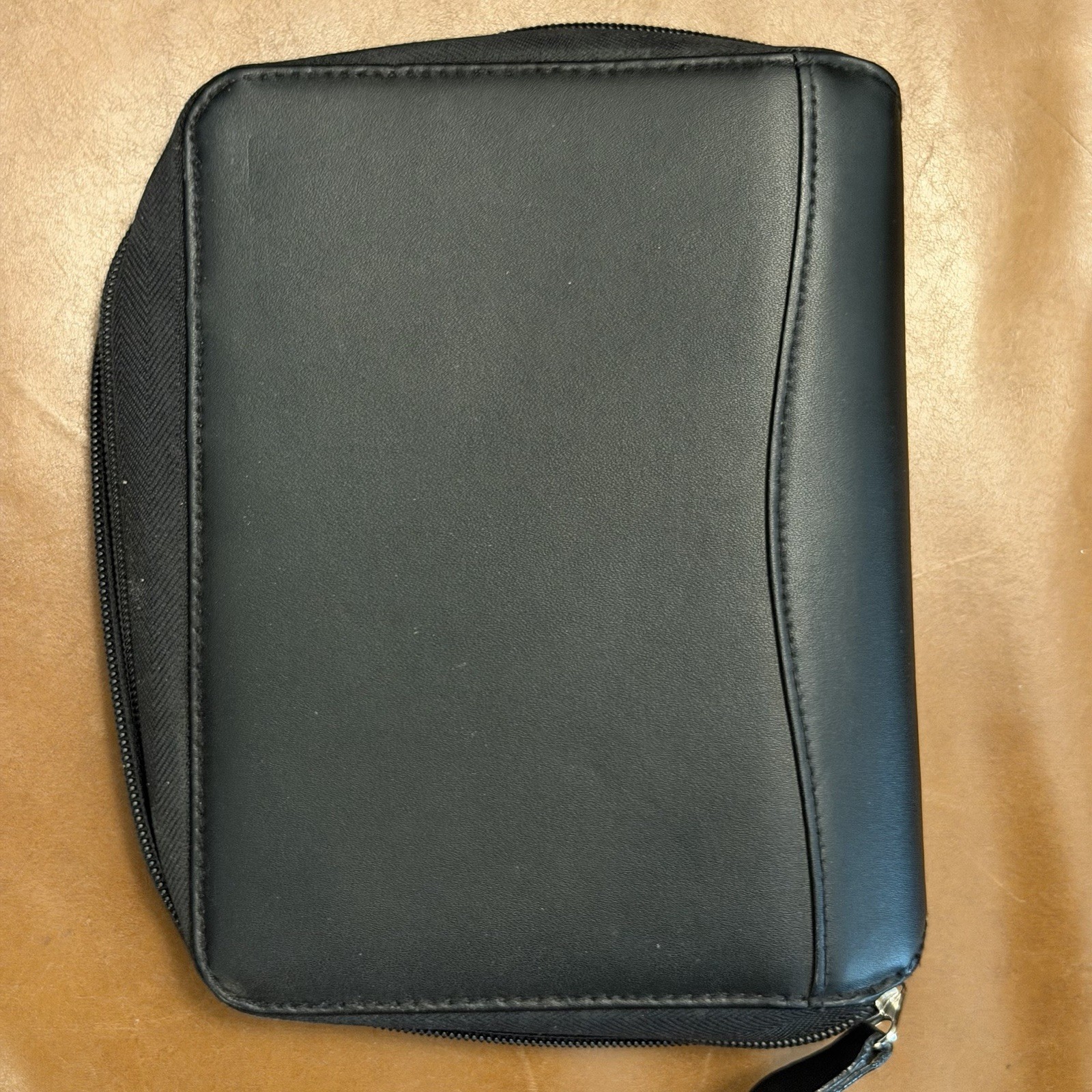 Franklin Covey Spacemaker Compact Size Binder Planner 6 Ring Zip Black Leather