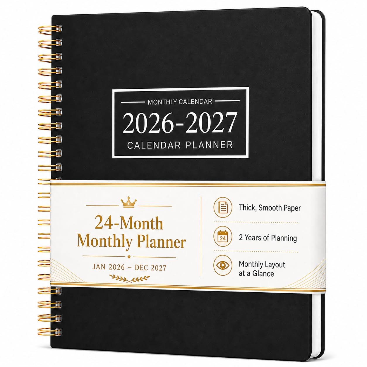 Monthly Calendar Planner 2026-2027,8.5″ X 11″ A4 (Jan 2026 – Dec 2027), Black