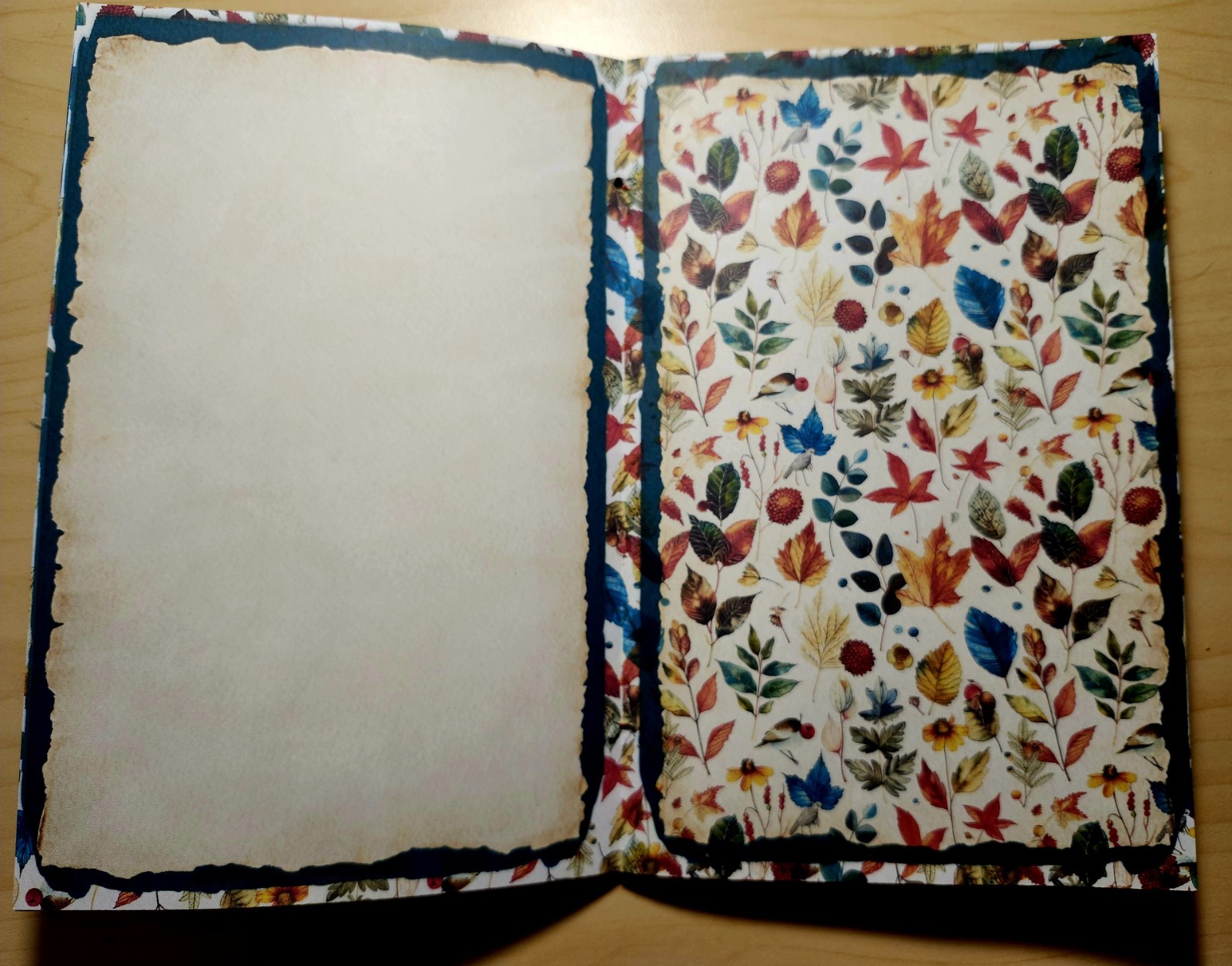 Junk Journal Booklet “FOLKLORE” Handmade Botanical Wildflowers Lg 8.5″x5.5″ 40pg