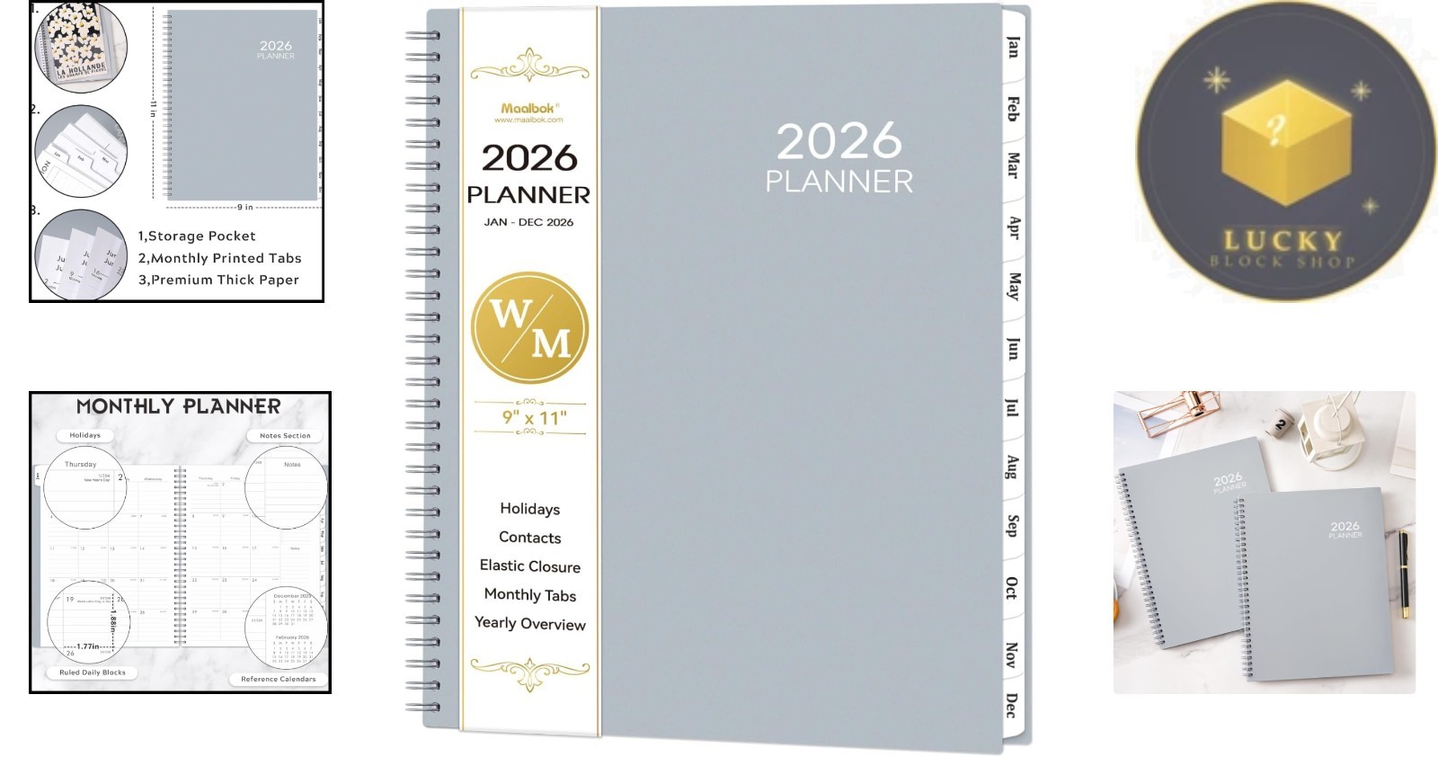 Stylish 2026 Planner – 9″ x 11″ Tabbed Design for Effortless Organization
