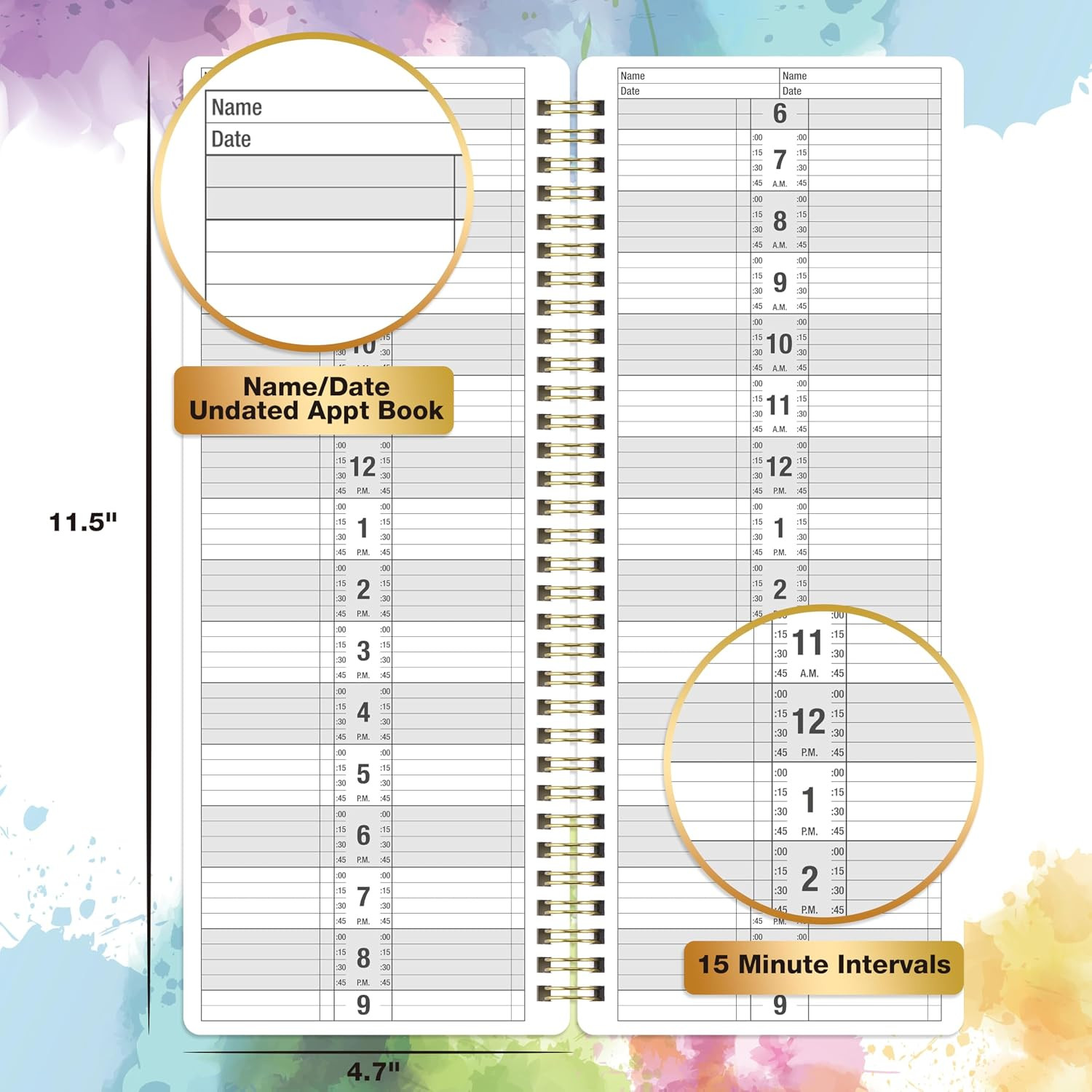 Appointment Book – Salon Appointment Book, 11.5″ X 4.7″, Hourly Planner, 2 Colum