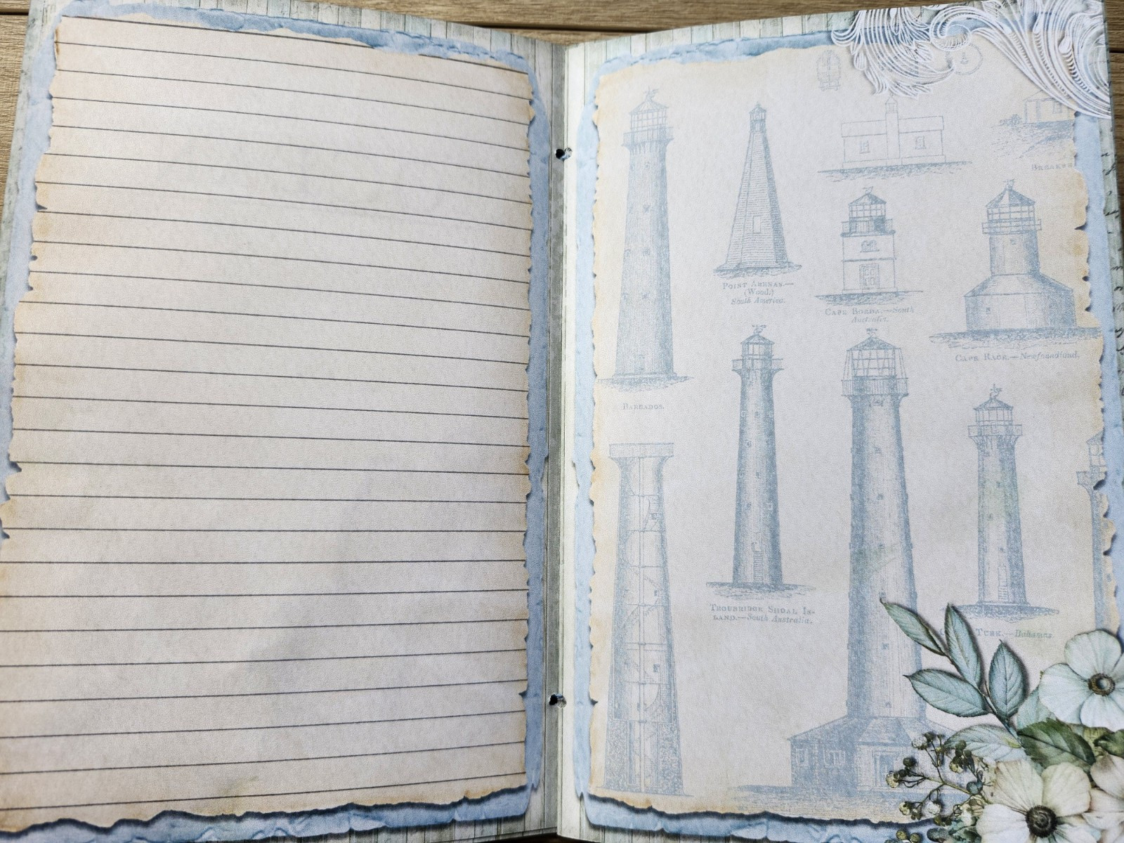 Junk Journal Booklet “BEACH HOUSE” HANDMADE Beach Ocean Sea Vacation 6″x9″ 40pg