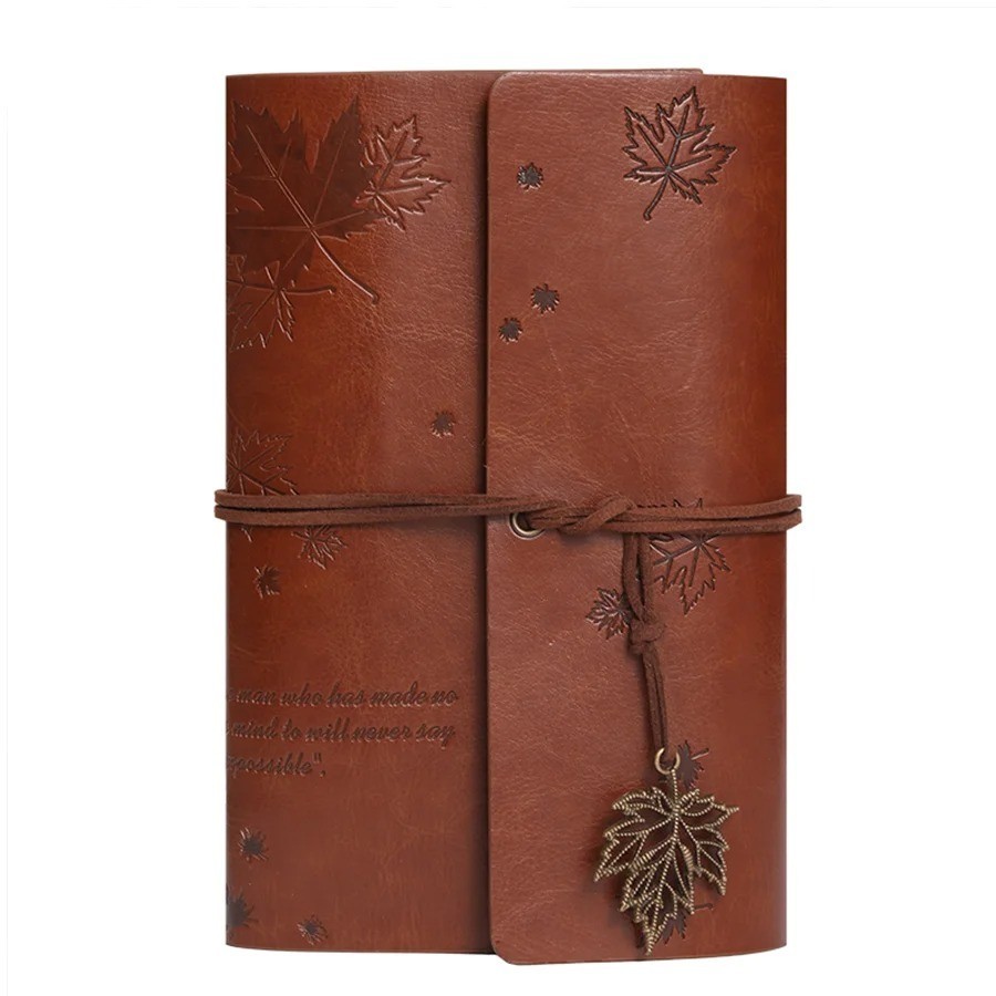 Vintage Spiral Ring Journal Leather Cover Kraft Paper Travel Diary Gift
